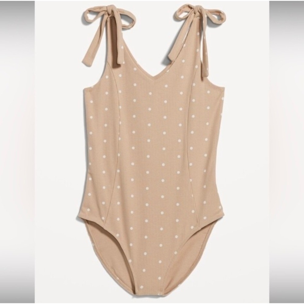 Old Navy Tie- Shoulder v-neck rib knit bodysuit Women's Small‎